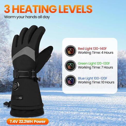 قفازات الشتاء، قفازات شتوية مقاومة للماء تعمل باللمس بالكامل للتزلج في الهواء الطلق والصيد والمشي لمسافات طويلة والتخييم (L) in Kuwait