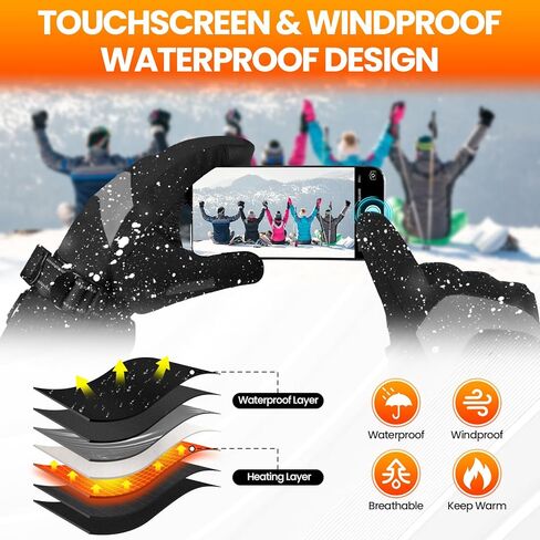 قفازات الشتاء، قفازات شتوية مقاومة للماء تعمل باللمس بالكامل للتزلج في الهواء الطلق والصيد والمشي لمسافات طويلة والتخييم (L) in Kuwait