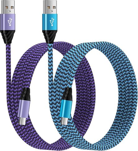 Android Auto USB C Cable Type C Charger USB Data Transfer Cable شحن سريع لأجهزة Samsung Galaxy S24FE / A23 / A16 / A15 / A35 / A55 / A06 / S24 Ultra / S23FE / S23 S22 Ultra / A54 / A53 / A14 / A13 / A03S / S21FE/S10، 3FT 2 عبوة in Kuwait