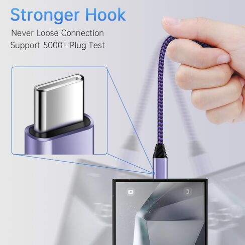 Android Auto USB C Cable Type C Charger USB Data Transfer Cable شحن سريع لأجهزة Samsung Galaxy S24FE / A23 / A16 / A15 / A35 / A55 / A06 / S24 Ultra / S23FE / S23 S22 Ultra / A54 / A53 / A14 / A13 / A03S / S21FE/S10، 3FT 2 عبوة in Kuwait