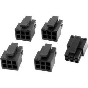 uxcell 5 Pcs Plastic Mini 6 Pin Male Power Supply Module ATX Connector Black