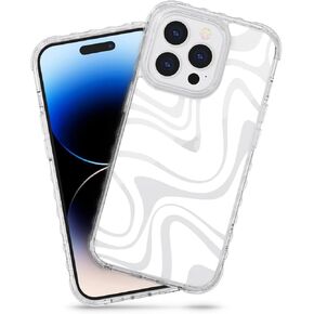 AknaCase iPhone 14 Pro Clear Case Never-Fall Series Super Grip High Impact Silicone Case with Pattern for iPhone 14 Pro (Design 103421-US)