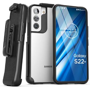 Encased X-Armor for Samsung S22 Plus Case with Belt Clip Holster - Slim Protective Design, Clear Frost (2022 Galaxy S22+ 5G)