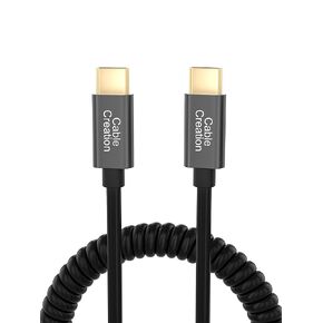 CableCreation, Coiled Cable 5FT, USB C Cable 3A Fast Charging Coiled USB C to USB C with Premium Aluminum Shell Stretched 1.5-5 Feet for MacBook Pro Air, Galaxy S21 S20 S10 etc