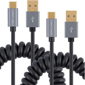 CableCreation، كابل ملفوف 5 أقدام، كابل USB C 3A شحن سريع ملفوف USB C إلى USB C مع غلاف ألومنيوم ممتاز ممتد من 1.5 إلى 5 أقدام لجهاز MacBook Pro Air، Galaxy S21 S20 S10 إلخ in Kuwait