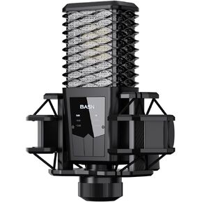 BASN BMS2 Large Diaphragm Cardioid Pickup Studio Condenser XLR Microphone Suitable for Recording, Podcasting, Singing, Streaming (Blue)