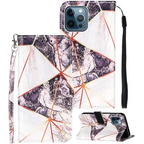 [Wallet Stand PU Leather Flip Protective Case with Card Slots & Wrist Straps for Apple iPhone 12 & iPhone 12 Pro 6.1" (2020) - Rose