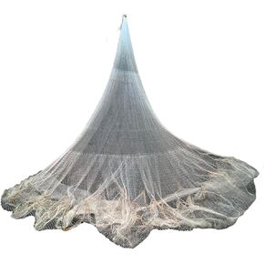 Fishing Net Cast Nets for Fishing Easy Throw Casting Net Handmade Nylon Cast Net 8Ft/10Ft/11Ft/13Ft Height with Heavy Duty Iron Sinker