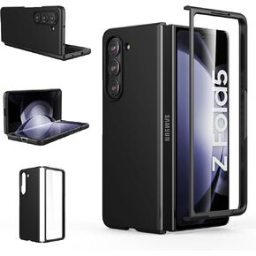 Foluu Slim Fit Case for Samsung Galaxy Z Fold 5 Case, with Front Built-in Screen Protector, Ultra Thin Matte PC Protective Cover for Samsung Galaxy Z Fold5 5G 2023 (Black)