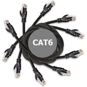 High Speed Cat6 Ethernet LAN Copper Patch 550MHz 24AWG Snagless Cable | 5 Pack/3 FT 10 GB Max Speed LAN Cables for Fast Internet Computer Networking | Black