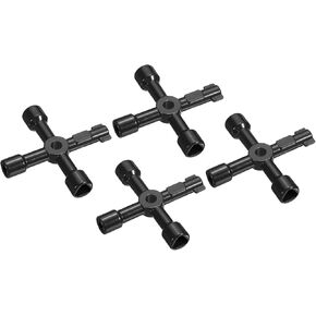 PATIKIL Multi-Functional Universal Cross Key, 4 Pack Zinc Alloy 4 Way Gas Water Meter Key Wrench for Electric Cabinet Plumbing Valve, Blue