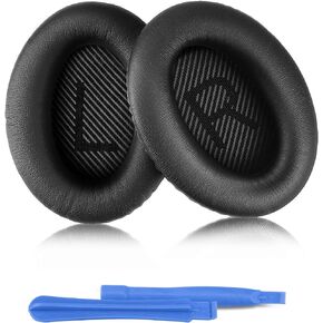 ELZO Replacement Ear Pads for Bose QuietComfort, QC SE/QC2/QC15/QC25/QC35/QC35II/QC45/AE2/AE2i/AE2w/SoundTrure/SoundLink, Premium Softer Leather, High-Density Noise Cancelling Foam, Black