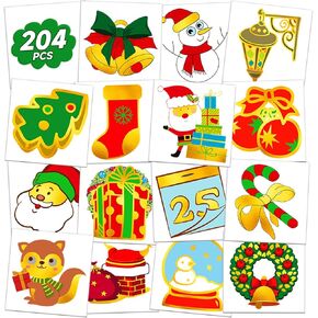 EMOME 408 PCS Individually Wrapped Christmas Tattoos for Kids, Christmas Stocking Stuffers Party Favors Supplies Decorations for Kids, Christmas Temporary Tattoo Stickers for Kids Boys Girls