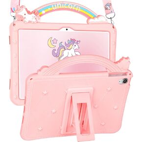 for iPad 10th Generation Case 10.9 Inch Girls Cute Girly Cartoon Kawaii Pretty Purple Design Cover with Stand & Strap Unique Women Teens Funda for Apple iPad 10th Gen 2022 A2696 A2757 A2777