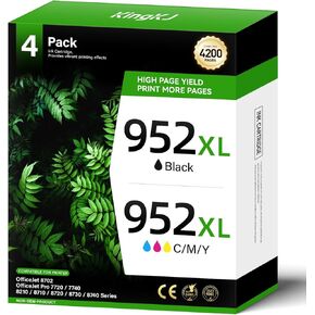 952XL Ink Cartridges Combo 4 Pack Replacement for HP 952 952XL Printers Ink Compatible HP Color Officejet Pro 7740 7720 8210 8216 8702 8710 8720 8740 8715 8725 8730 8700 7730 Black Cyan Magenta Yellow