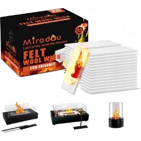 30 Pcs Ceramic Wool Wick for Table top Fire Pit ROZATO,Korniful,Houswise,KIZZBY Extend Burning Time,Tabletop Fire Pit to Bioethanol Fuel Rubbing Alcohol Flame Cotton Core