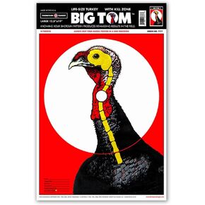 Big Tom Life-Size Turkey, 12.5x19 Inch Ultra Bright Realistic Paper Shooting Targets for Shotgun Patterning and Bow, Made in The USA