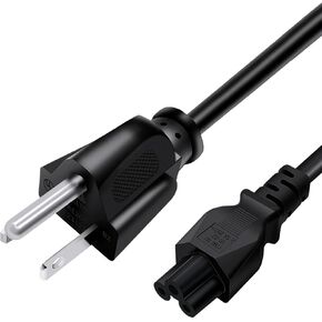 UL Listed 3/5/6/10ft 18 Gauge AWG 41 Strands Oxygen Free Copper 3 Prong (NEMA 5-15P to IEC320 C5) 10A 125V AC Power Cord Universal Socket Plug Jack Extension Wall Cable (5FT/1.5M)