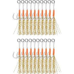 PATIKIL Fishing Assist Hook Kit Glow Jigging Hook Slow Fast Fall Jigs Fishing Hooks for Vertical Jigging Lures