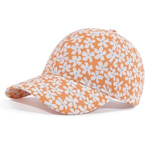 Floral Baseball Cap Cotton Dad Hat Adjustable Print Ball Cap for Women