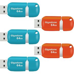 Gigastone V10 16GB 10-Pack USB 2.0 Flash Drive Thumb Drive Memory Stick Pen Drive Capless Retractable Design (Blue&Orange)