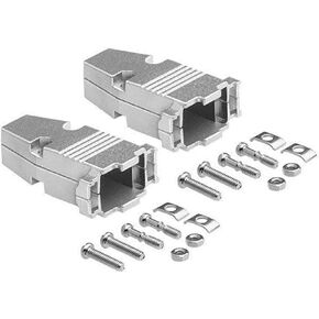 Qaoquda DB9 9 Pin D Sub Solder Connector Crimp Type Metal Hood Iron Shell Cover Assembled, 2 Pack