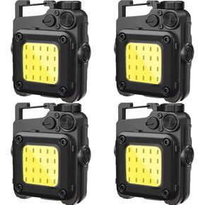 najiaxiaowu Keychain Flashlights 4 Packs, Cob Keychain Work Light Portable Mini Rechargeable Flashlight 4 Light Modes with Night Camping,Emergency Repair