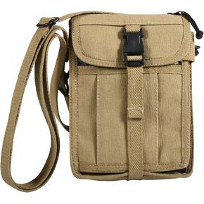 Rothco Heavyweight Canvas Travel Portfolio Bag – Crossbody Shoulder Bag – Heavy-Duty Cotton Canvas - Khaki