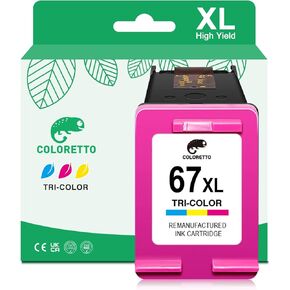 COLORETTO 67 XL (2 Black) 3YM57AN Remanufactured Printer Ink Cartridge Replacement for HP 67XL 67 XL to use with DeskJet 1255, 2700, 4100 Series, HP Envy 6000, 6400 Series Combo Pack