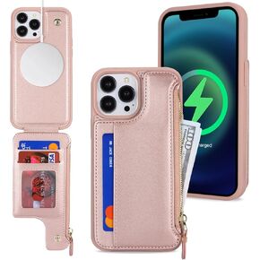 Cavor for iPhone 15 Pro Case with Card Holder,iPhone 15 Pro Wallet Case for Women,iPhone 15 Pro Case Magsafe,Phone Case iPhone 15 Pro Case with Strap Crossbody,Leather Magnetic Case-Leopard Beige