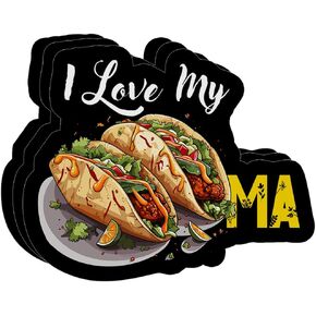 (Pack of 3) I Love My Tacoma Mexican Food Taco Sticker, 4 Inches