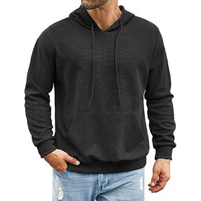 COOFANDY Men's Hooded Sweatshirts Long Sleeve Casual Pullover Hoodie Waffle Knit Sweatshirt with Pocket