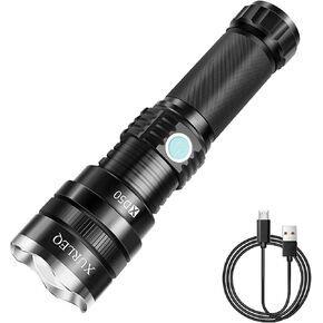 Flashlight Rechargeable Flashlights High Lumens Streamlight Flashlight 3 Modes Adjustable Waterproof Tactical Flashlight LED Flashlight for Camping Biking Hiking Outdoor Emergency