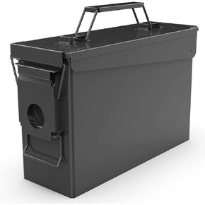 PATRON Cal Ammo Can Metal 9mm Ammo Box Storage Crate case for Shotgun Bullet Rifle Nerf Ammunition Waterproof case-Gard Organizer(Black)
