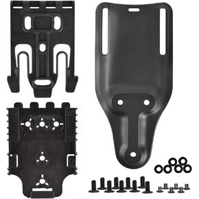 2 Pcs QLS Quick Locking System Kit Included Fork and Duty Receiver Plate with Mid Ride Locking for Duty Holsters and Accessories, Black, One Size