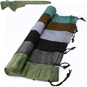 WIOR 6 Pack Gun Socks, 54 x 4 Inch Knit Gun Socks for Rifles/Shotguns, Silicone Treated Gun Cover Protection Gun Sleeve with Drawstring Closure for Hunting Shooting Anti-Rust Moisture-Proof