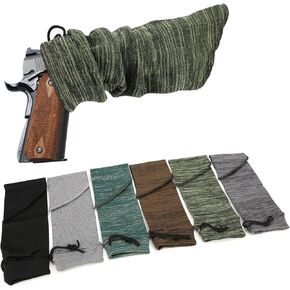 WIOR 6 Pack Gun Socks, 16 x 4 Inch Knit Gun Socks for Pistol/Handgun/Revolver, Silicone Treated Gun Cover Protection Gun Sleeve with Drawstring Closure for Hunting Shooting Anti-Rust Moisture-Proof