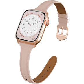 سوار جلد نحيف متوافق مع سوار ساعة أبل للنساء 38 مم 40 مم 41 مم 42 مم 44 مم 45 مم 46 مم 49 مم، حزام رفيع من الجلد الأصلي المحبب لسلسلة Ultra/2 10 9 8 7 6 5 4 3 2 1 SE in Kuwait