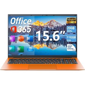 أجهزة كمبيوتر محمولة 15.6 بوصة، أجهزة كمبيوتر محمولة مع ذاكرة وصول عشوائي 20 جيجابايت و128 جيجابايت EMMC+1024 جيجابايت SSD، Celeron N5095 رباعي النواة (حتى 2.9 جيجا هرتز)، كمبيوتر محمول محمول، 11 Home، 7000 مللي أمبير، WiFi 6، USB 3.2، HDMI، Type-C (برتقا in Kuwait