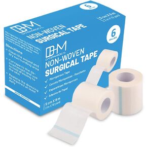 Bulk Pack Microporous Medical Tape Adhesive Bandage,10 Yards Hypoallergenic Self Adhesive Rolls, Flexible Stretch Breathable Dressing - 2 Inch x 10 Yards (Pack of 6)
