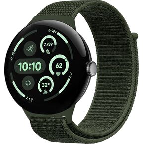 Nylon Sport Bands Compatible for Google Pixel Watch 3 (45mm), Soft Braided No Gap Adjustable Strap for Men Women