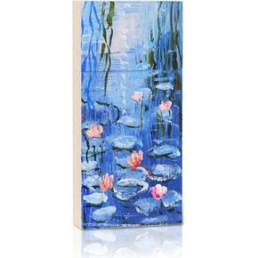 Manual Oil Painting USB 2.0 Flash Drive 16GB Data Storage Memory Stick Water Lilies Paint Wooden Thumb Drive Small Size - 1.10x0.35x2.36inch