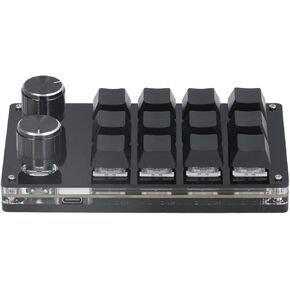 GOWENIC OSU Gaming Keypad, DIY Programmable Macro Pad Mechanical Gaming Keypad 12 Keys 2 Knobs Small OSU Gaming Keyboard with USB Cable, for Media, Industrial Control