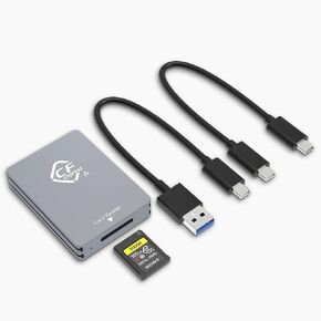 CFexpress Type A Card Reader USB C, 10Gbps CFexpress Type A Card Reader with USB 3.2 Gen2 Transfer Speed, CF Express Type A Card Reader Adapter with USB C to USB C/USB A Cable