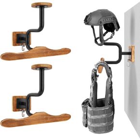 Tactical Gear Wall Mount, Police Gear Rack with Helmet Holder Wall Mount,Solid Wood & Heavy Duty Helmet Wall Mount for Backpacks/Body Armor/Tactical Vest/Tactical Gear Wall Hanger