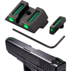 No-Tritium Fiber Optic Sights for Glock 17, 17L, 19, 22, 23, 24, 26, 27, 33, 34, 35, 38, 39 - Red/Green Dot Fiber Optic Sights for Glock