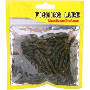 Fishing Lures Bass Worm Bait, 50PCS Soft Plastic Fishing Lures TTail Grub Worm Baits Fish Tackle Accessory for Saltwater Freshwater Trout Bass Fishing (Black) panfish grub Lures