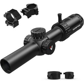 S6 1-6X24 30mm Tube Second Focal Plane Riflescope Illuminated Red & Green MIL Reticle LPVO Rifle Scope Zero Reset Turret Lock w/Weaver Scope Rings for Tactical Competition Hunting