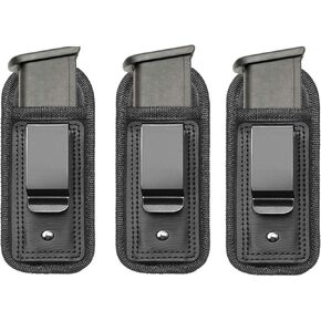 3 Pack IWB Inside Waistband Pistol Handgun Magazine Holster Pouch for Concealed Carry Universal Single Double Stack Mags for Glock17 26 19 Sig Sauer S&W Springfield XD Ruger 9mm/.45