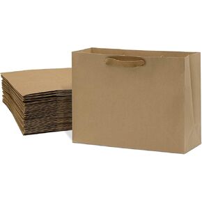 Brown Gift Bags with Handles - 6x3x9 50 Pack Extra Small Size Boutique Bags, Mini Gift Bags, Kraft Paper Shopping Bags for Small Business, Wedding & Party Favor Bags, Gift Wrapping, Goodie Bags, Bulk
